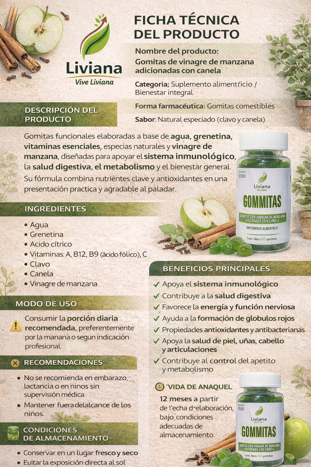 Gomitas de Vinagre de Manzana con Canela Liviana