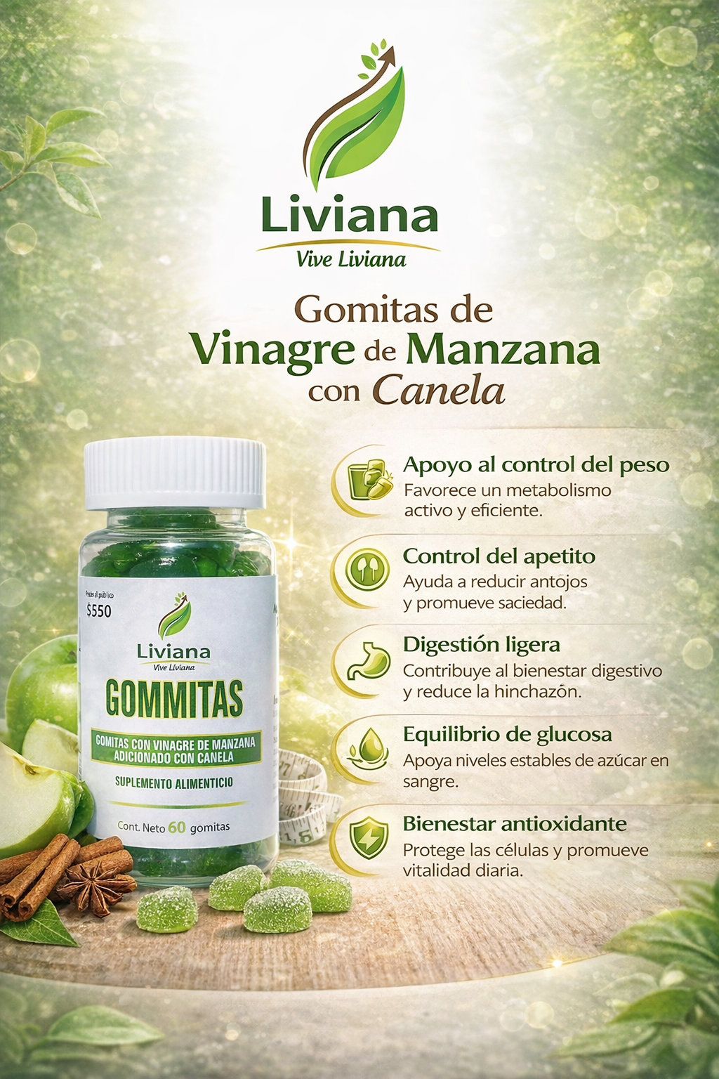 Gomitas de Vinagre de Manzana con Canela Liviana