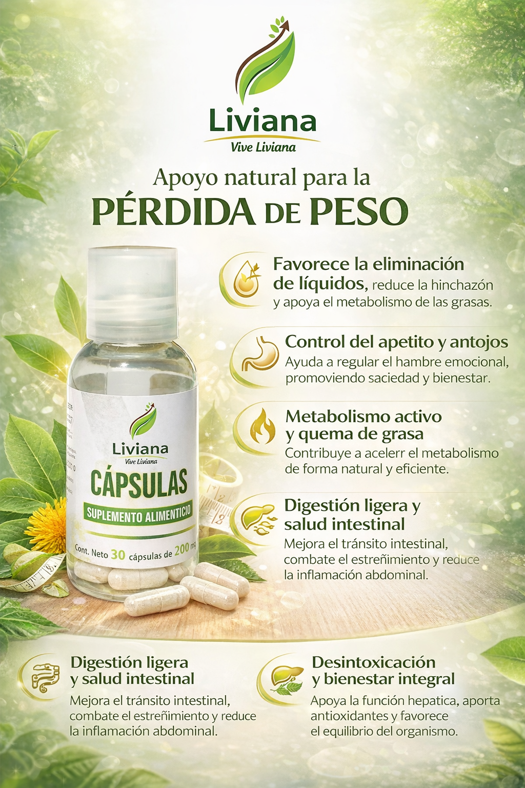 Liviana Cápsulas | Suplemento Natural para Control de Peso y Metabolismo