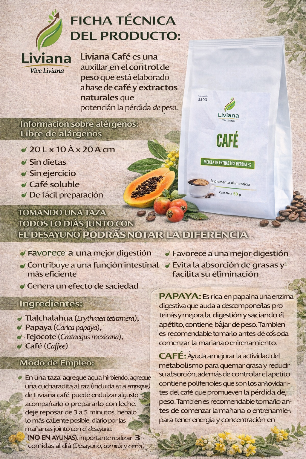 Café Reductivo Soluble Liviana